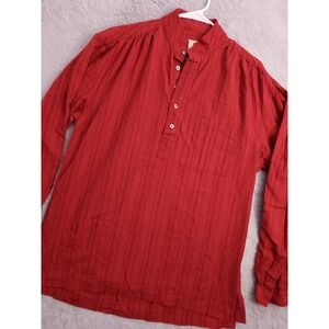 Scully Shirt Mens Medium Poet Grandfather Pilgrim Ruffled Western Cowboy Red M